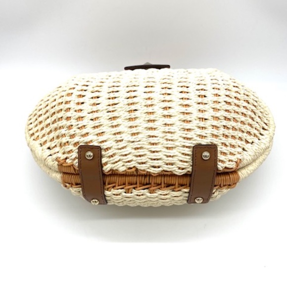 Kate Spade New York "Wicker Park Sheri" Cotton Woven & Wicker Satchel~Very Rare~ - Picture 4 of 6